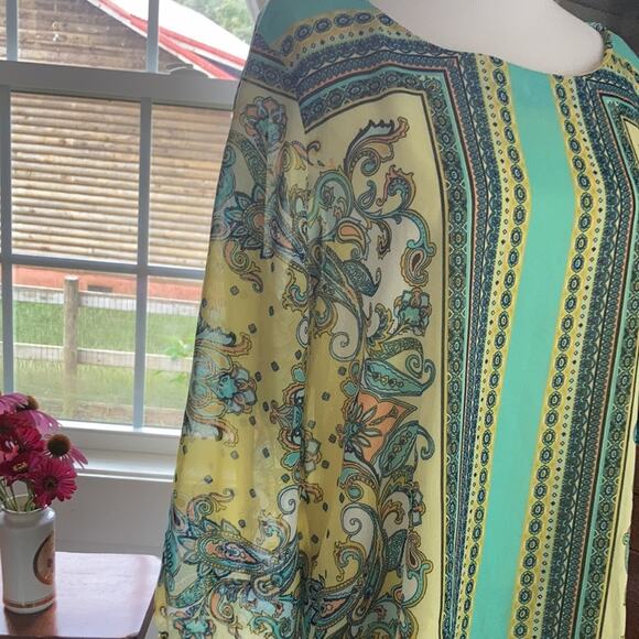 Sunny Leigh Brightly Colored Chiffon Top, Size XL - Picture 3 of 7